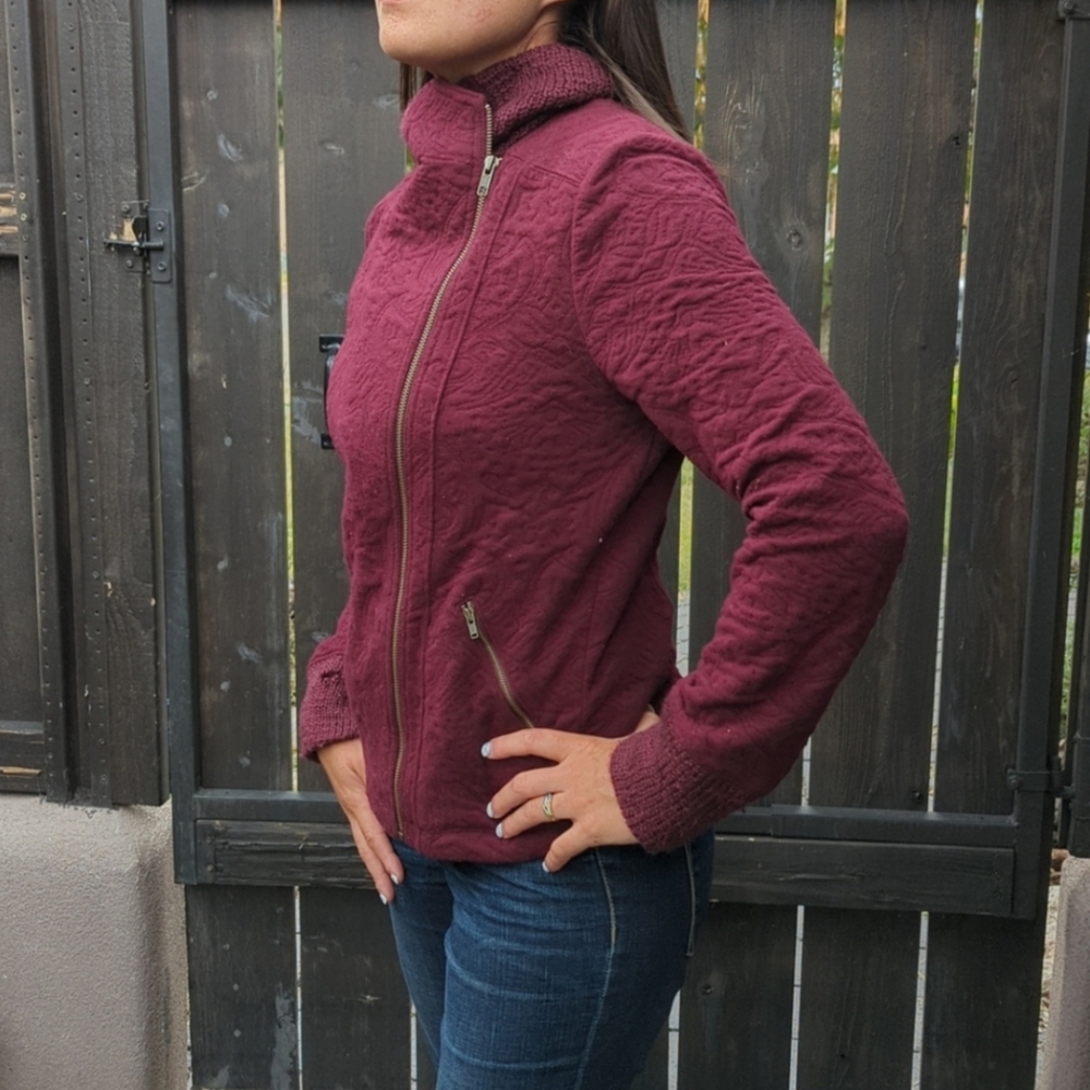 Anthropologie High-Collar Side-Zip Brocade Sweater Jacket, Size M